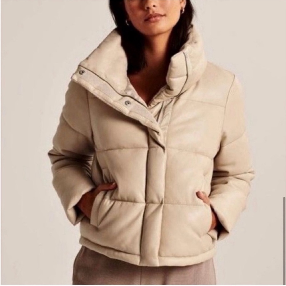 Abercrombie & Fitch Vegan Leather Mini Puffer